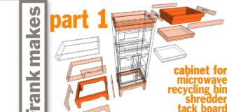 Microwave/Recycling Bin/Shredder/Tack Board/Mail Tray Cabinet – Part 1 of 3