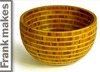 Segmented Wood Turned Bamboo Bowl